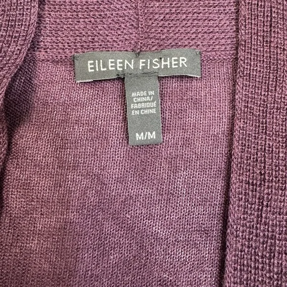 Eileen Fisher Womens Sweater Medium Open Cardigan Tencel Wool Lightweight Office - Picture 7 of 11